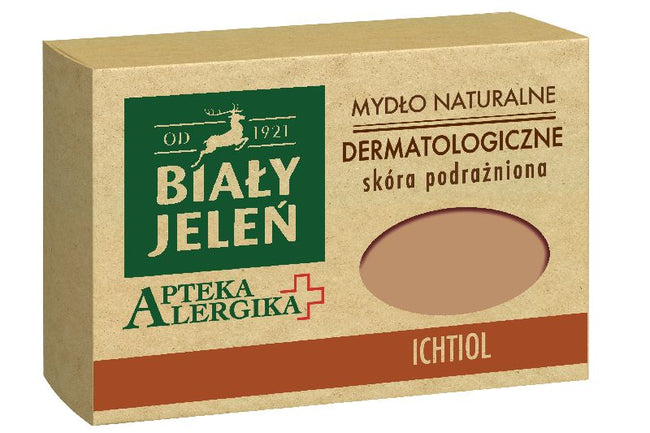 Biały Jeleń Apteka Alergika mydło naturalne dermatologiczne do skóry podrażnionej Ichtiol 125g