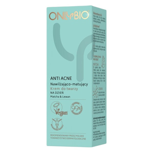 OnlyBio Anti-Acne nawilżająco-matujący krem do twarzy na dzień Matcha & Lewan 50ml