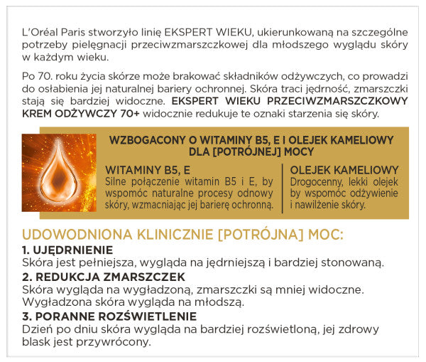 L'Oreal Paris Ekspert Wieku 70+ przeciwzmarszczkowy krem odżywczy na noc 50ml