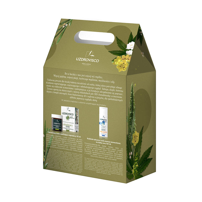 UZDROVISCO Wrażliwe Piękno! zestaw całodniowy krem nawilżająco-naprawczy 50ml + roślinnie aktywny tonik-esencja bezwacikowy na ładną cerę 150ml