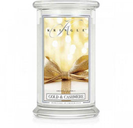 Kringle Candle Duża świeca zapachowa z dwoma knotami Gold & Cashmere 623g