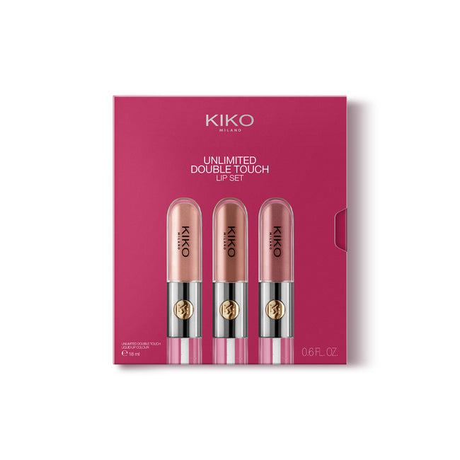 KIKO Milano Unlimited Double Touch Lip Set zestaw do makijażu ust składający się z 3 płynnych pomadek dwuetapowych Nude Attitude