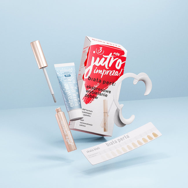 Biała Perła Jutro impreza! zestaw do wybielania zębów w domu pasta do zębów 30ml + żel wybielający 8ml