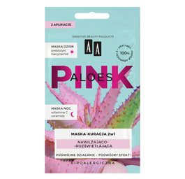 AA Aloes Pink nawilżająco-rozświetlająca maska kuracja dzień + noc 2x4g