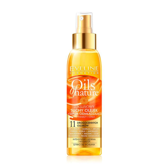Eveline Cosmetics Oils Of Nature luksusowy suchy olejek z serum odmładzającym do twarzy i ciała 125ml