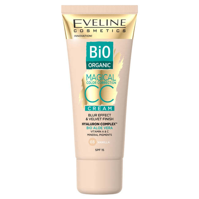 Eveline Cosmetics Bio Organic Magical Color Correction Cream krem CC z mineralnymi pigmentami 03 Vanilla 30ml