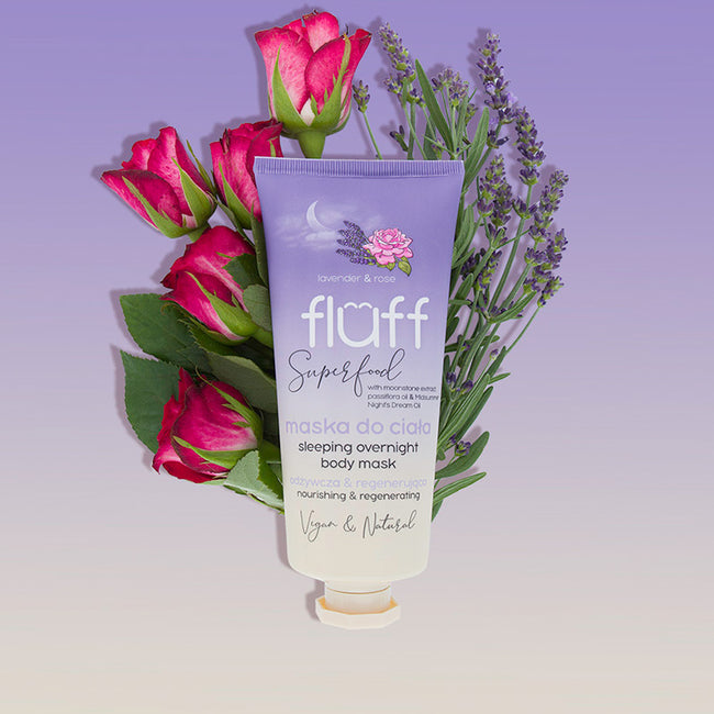 Fluff Sleeping Overnight Body Mask odżywczo-regenerująca maska do ciała Lawenda i Róża 150ml