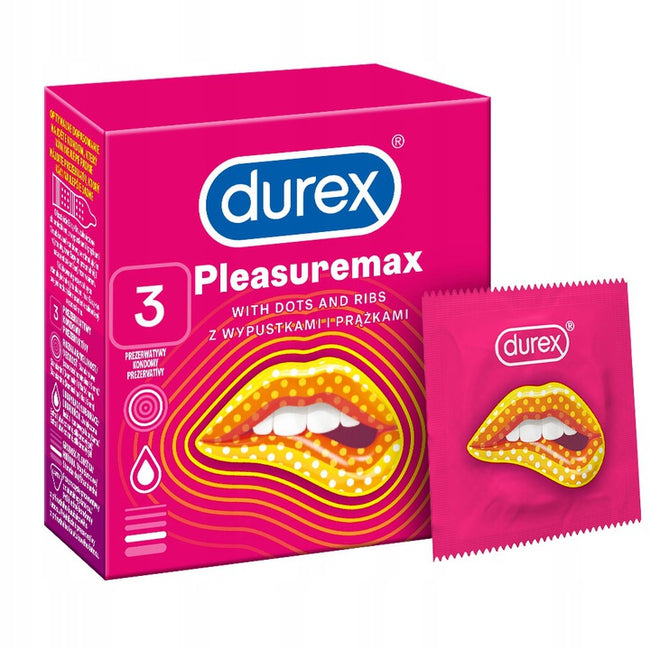 Durex Durex prezerwatywy Pleasuremax 3 szt z wypustkami prążkami