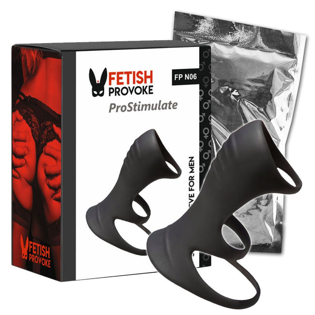 Fetish Provoke ProStimulate silikonowa nakładka na penisa z trzema pierścieniami N06 Black