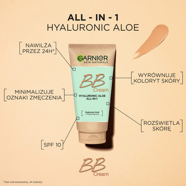 Garnier Hyaluronic Aloe All-In-1 BB Cream nawilżający krem BB dla każdego typu skóry Jasny 50ml
