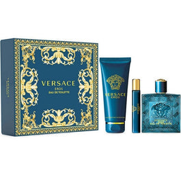 Versace Eros zestaw woda toaletowa spray 100ml + woda toaletowa spray 10ml + żel pod prysznic 150ml