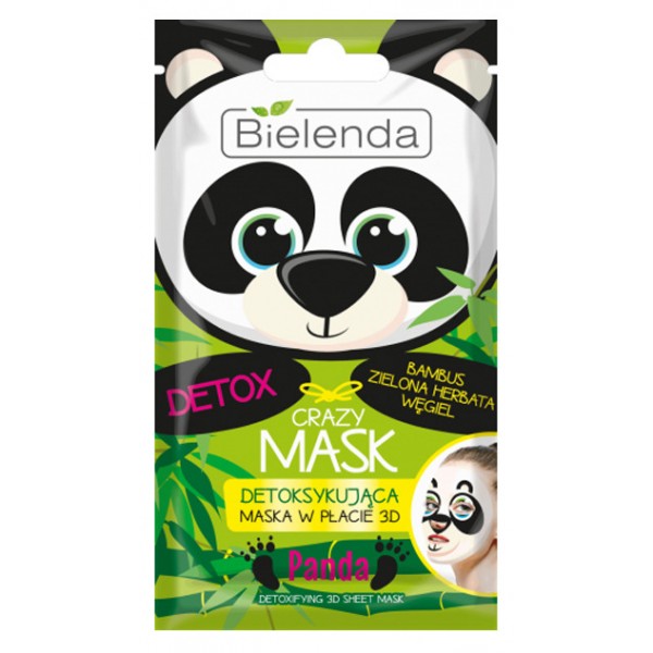Bielenda Crazy Mask detoksykująca maska w płacie 3D Panda 1szt