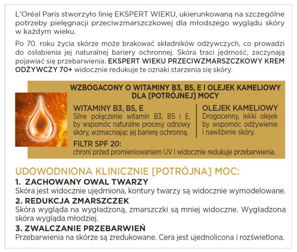 L'Oreal Paris Ekspert Wieku 70+ przeciwzmarszczkowy krem odżywczy na dzień 50ml