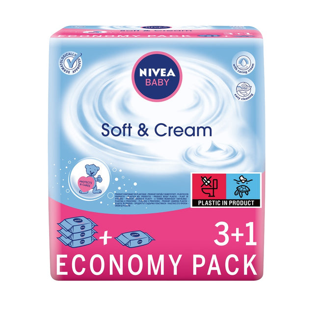Nivea Baby Soft & Cream chusteczki oczyszczające 4x63szt.