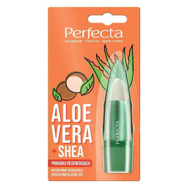 Perfecta Aloe Vera regenerująca pomadka do ust z aloesem i masłem shea 5g