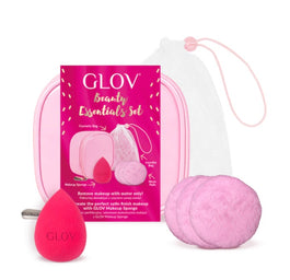 Glov Beauty Essentials zestaw Make Up Sponge gąbeczka do makijażu + Mood Pads & Laundry Bag waciki do twarzy z woreczkiem + kosmetyczka