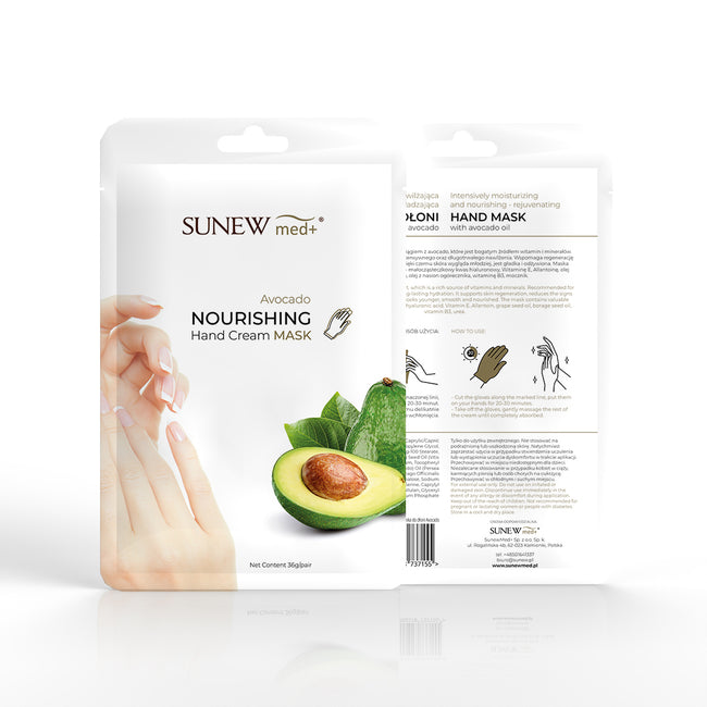 SunewMed+ Nourishing Hand Cream Mask intensywnie nawilżająco-odżywcza maska do dłoni w formie rękawiczek Awokado