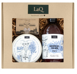 LaQ Kozioł z Poznania zestaw żel pod prysznic 300ml + peeling myjący 200ml + mydło w kostce 85g