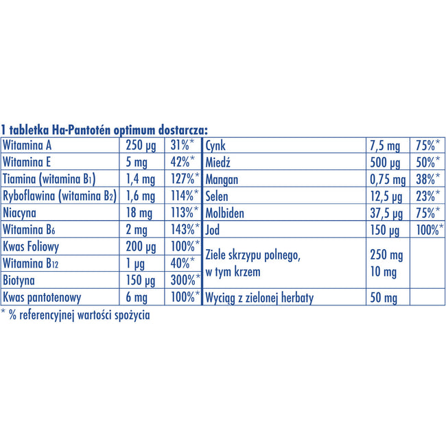 Ha-Pantoten Optimum włosy skóra i paznokcie suplement diety 120 tabletek