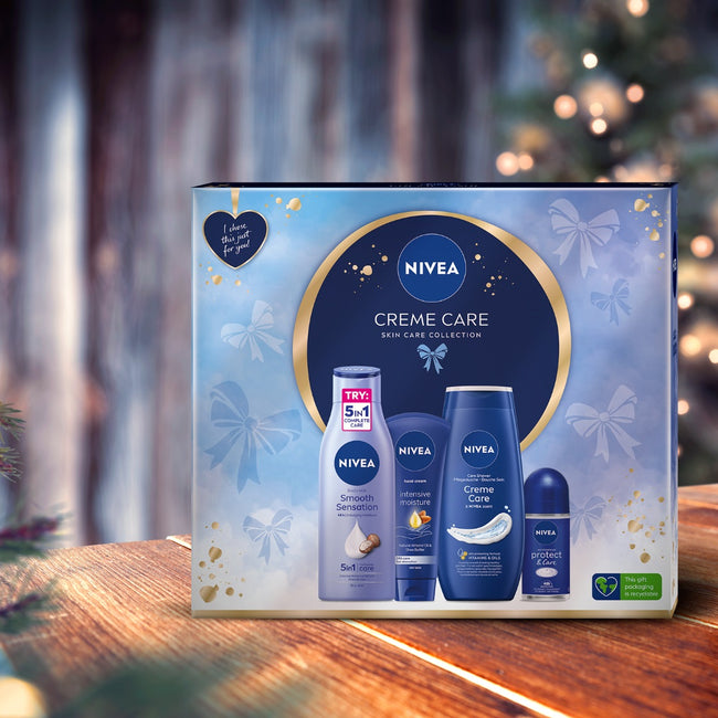 Nivea Creme Care zestaw krem do rąk 100ml + żel pod prysznic 250ml + antyperspirant roll-on 50ml + wygładzające mleczko do ciała 250ml