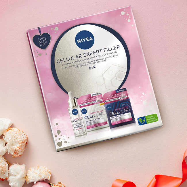 Nivea Cellular Expert Filler zestaw krem anti-age na dzień SPF15 50ml + krem anti-age na noc 50ml + hialuronowe serum wypełniające 30ml