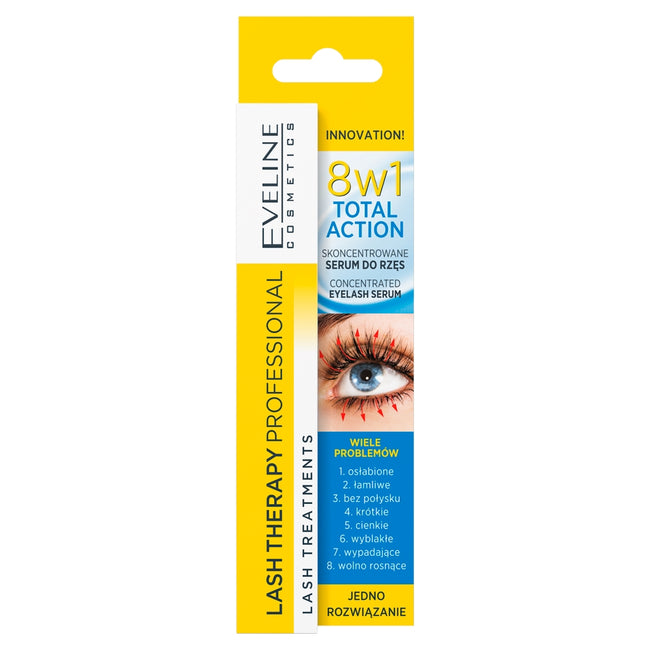 Eveline Cosmetics Lash Therapy Professional 8w1 Total Action skoncentrowane serum do rzęs 10ml