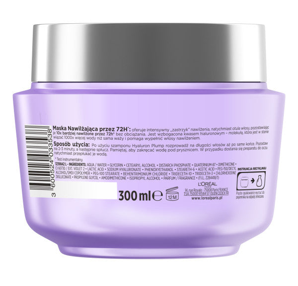 L'Oreal Paris Elseve Hyaluron Plump maska nawilżająca do włosów odwodnionych 300ml