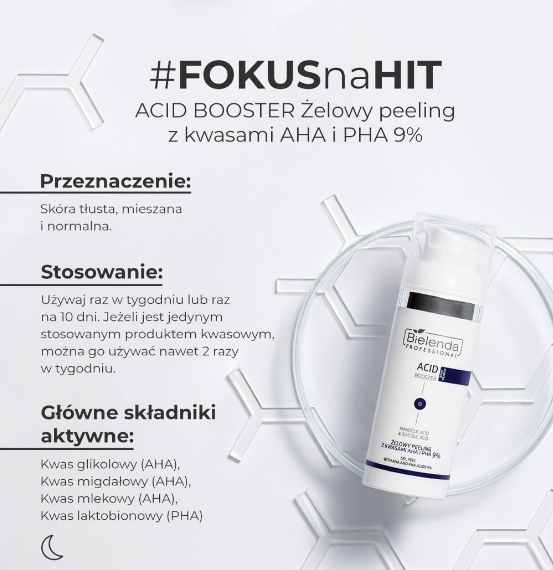 Bielenda Professional Acid Booster żelowy peeling z kwasami AHA i PHA 9% 50g