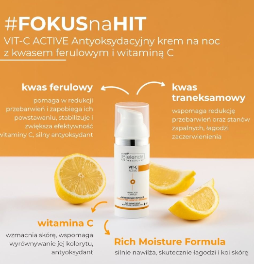Bielenda Professional Vit-C Active antyoksydacyjny krem z kwasem ferulowym i witaminą C 50ml
