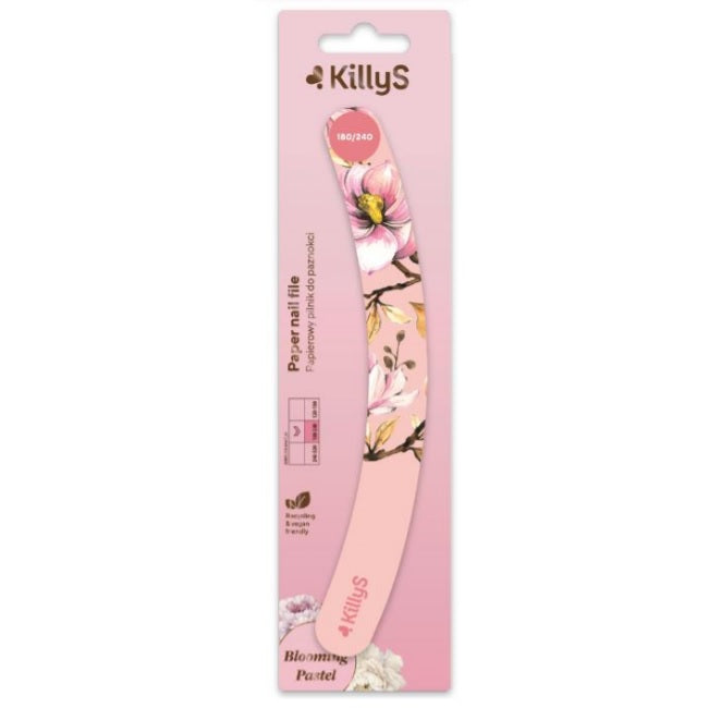 KillyS Blooming Pastel Paper Nail File papierowy pilnik do paznokci banan 180/240 Brzoskwiniowy