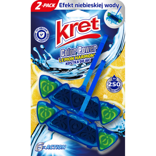 Kret Color Power zawieszka do WC barwiąca wodę Lemon Harmony 2x40g