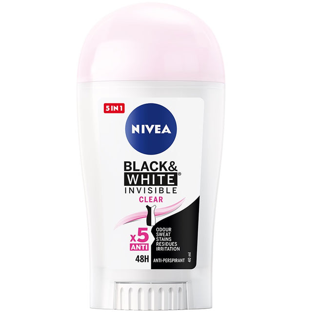 Nivea Black&White Invisible Clear antyperspirant w sztyfcie 40ml