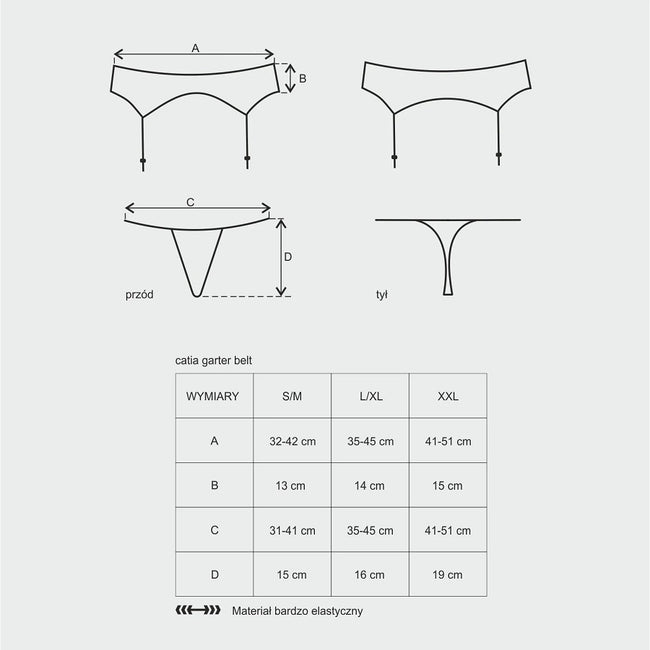 Obsessive Catia Garter Belt & Thong koronkowy pas do pończoch i stringi S/M