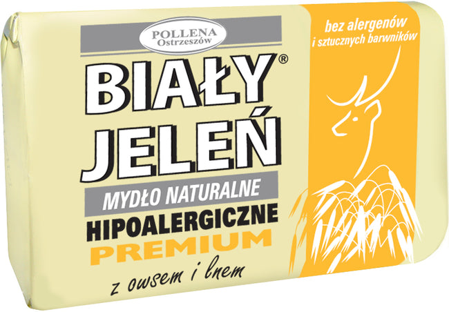 Biały Jeleń Hipoalergiczne mydło naturalne z owsem i lnem 100g