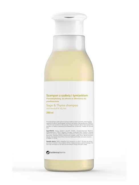 Botanicapharma Sage & Thyme Shampoo szampon przeciwłupieżowy do włosów ze skłonnością do przetłuszczania się Szałwia i Tymianek 250ml