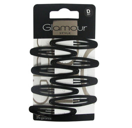 Glamour Owalne spinki do włosów Czarne 8szt