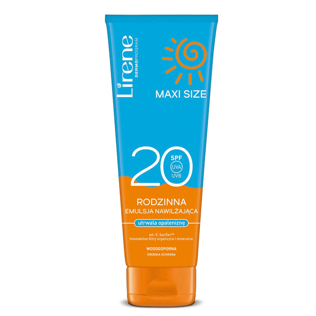 Lirene Sun Maxi Size rodzinna emulsja nawilżająca utrwalająca opaleniznę SPF20 250ml
