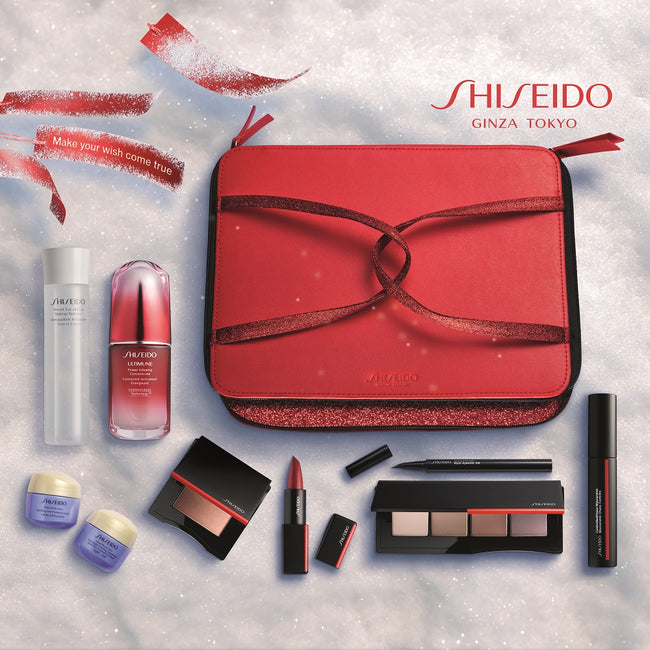 Shiseido Beauty Essentials zestaw Color Makeup 5szt + Ultimune Power Infusing Concentrate 50ml + Instant Eye and Lip Makeup Remover 125ml + Vital Perfection 2x15ml + kosmetyczka