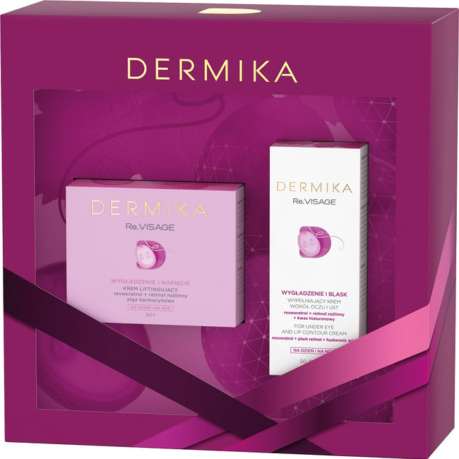 Dermika Re.Visage zestaw krem liftingujący na dzień/na noc 50+ 50ml + wypełniający krem wokół oczu i ust na dzień/na noc 15ml