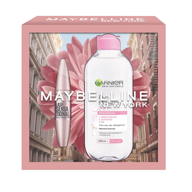 Maybelline Zestaw Lash Sensational Full Fan Effect Mascara tusz do rzęs Black 9.5ml + Garnier Skin Naturals płyn micelarny 3w1 400ml