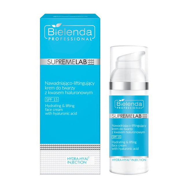 Bielenda Professional SupremeLab Hydra-Hyal2 Injection SPF15 nawadniająco-liftingujący krem do twarzy z kwasem hialuronowym 50ml