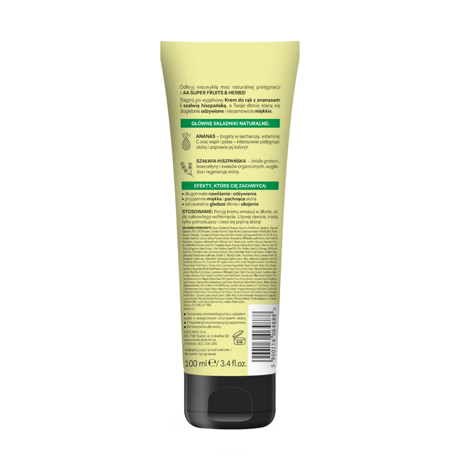 AA Super Fruits & Herbs krem do rąk Ananas i Szałwia 100ml
