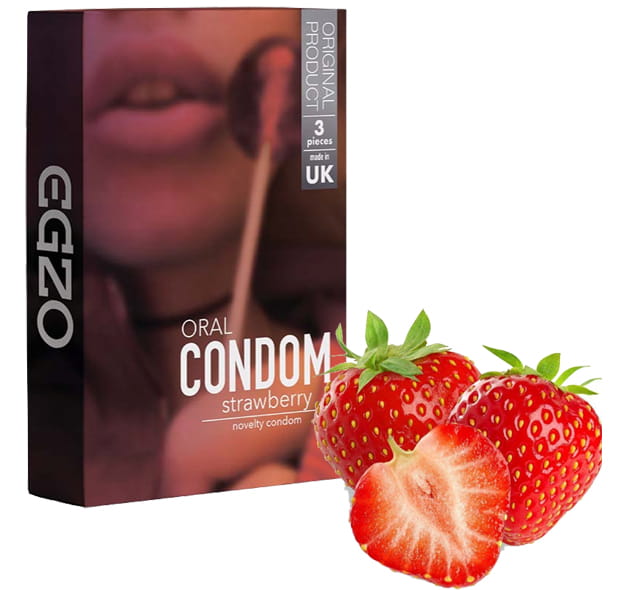 EGZO Oral Condom smakowe prezerwatywy Strawberry 3szt.