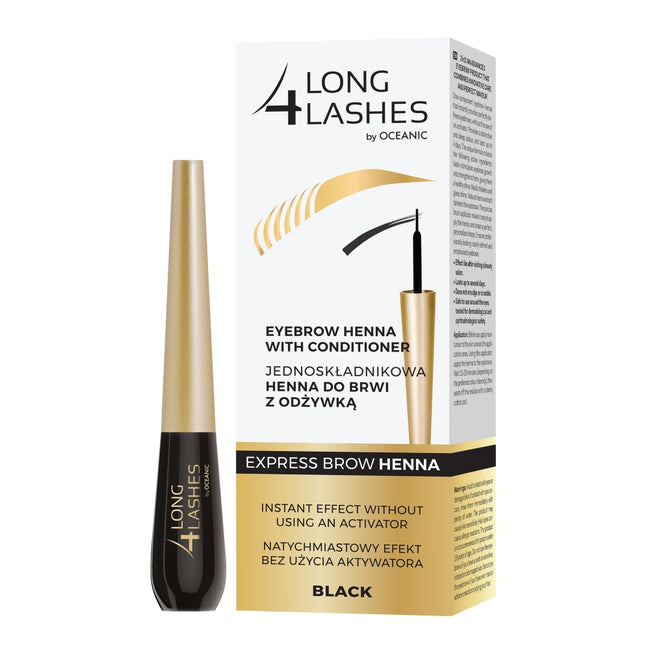 Long4Lashes Express Brow Henna jednoskładnikowa henna do brwi z odżywką Black 6ml