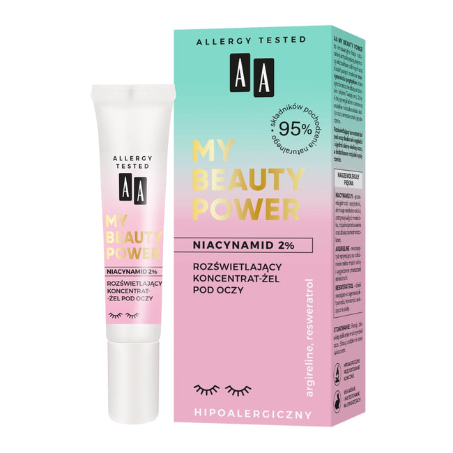 AA My Beauty Power Niacynamid 2% rozświetlający koncentrat-żel pod oczy 15ml