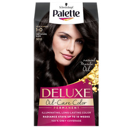 Palette Deluxe Oil-Care Color farba do włosów trwale koloryzująca z mikroolejkami 900 (1-0) Głęboka Naturalna Czerń