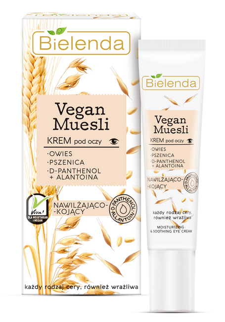 Bielenda Vegan Muesli Moisturizing & Soothing Cream krem nawilżająco-kojący pod oczy każdy rodzaj cery 15ml