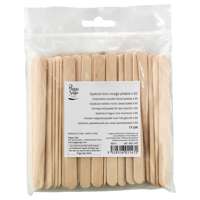 Peggy Sage Spatule Bois Visage Jetable jednorazowe szpatułki drewniane do twarzy 11cm 50szt