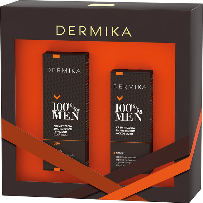 Dermika 100% for Men zestaw krem przeciw zmarszczkom i bruzdom 50+ dzień i noc 50ml + krem przeciw zmarszczkom wokół oczu 15ml