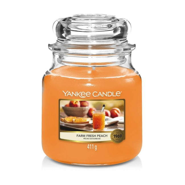 Yankee Candle Świeca zapachowa średni słój Farm Fresh Peach 411g